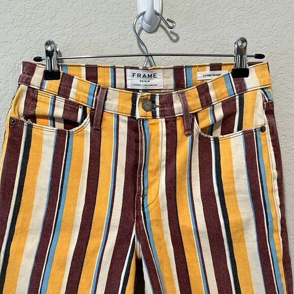FRAME DENIM Women's Le High Straight Striped Denim Jeans, Size 27 - Picture 4 of 10